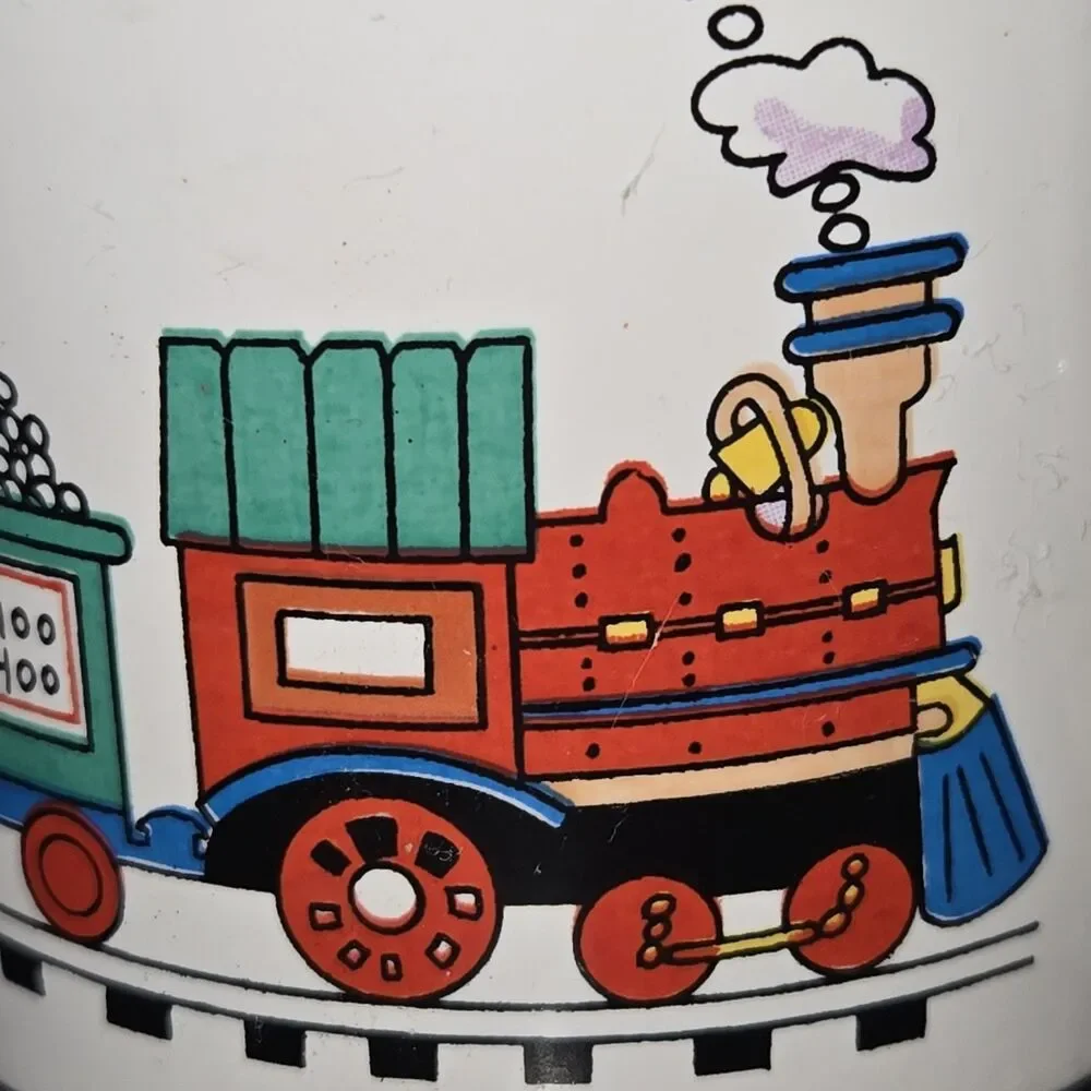 Vintage Unbranded Ceramic Christmas‎ Train With Candy Cane Handle Coffee Cup Mug